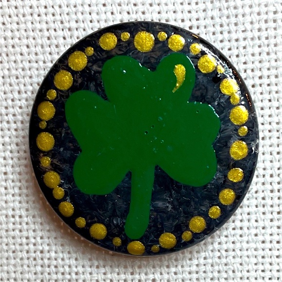 Jazzy Gems Other - MAGNET / Needle Minder Hand Painted Shamrock Cross Stitch Embroidery Sewing
